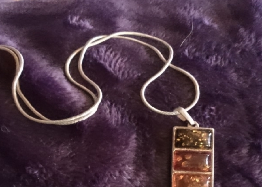 Sculptural Sterling Silver Amber Necklace